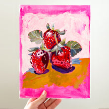 Load image into Gallery viewer, "Tasty and Delicious Strawberries" gouache painting