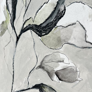 Botanical scribble in black and white Painting