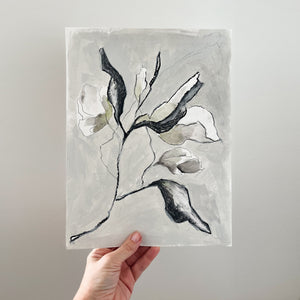 Botanical scribble in black and white Painting