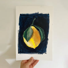 Load image into Gallery viewer, Lemon in the dark original acrylic painting on paper
