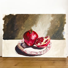 Load image into Gallery viewer, Pomegranate on Vintage Plate original painting
