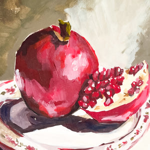 Pomegranate on Vintage Plate original painting