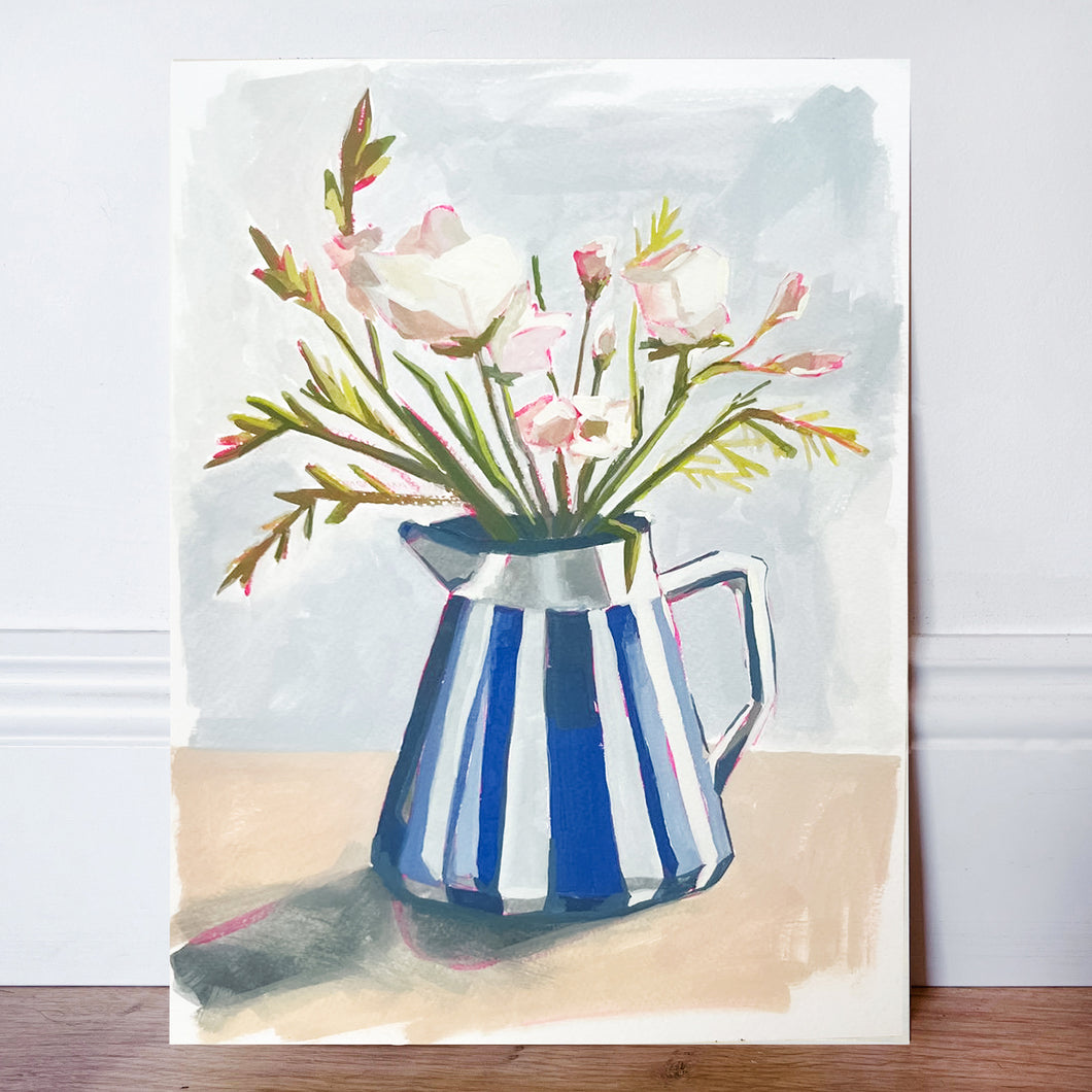 Striped Vase 02 Original Gouache Painting